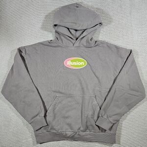 Dua Lipa Illusion Pullover Hoodie Adult Sz L Gray Oversized